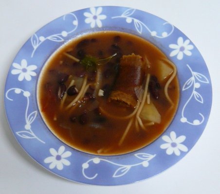 Dish with red beans soup.